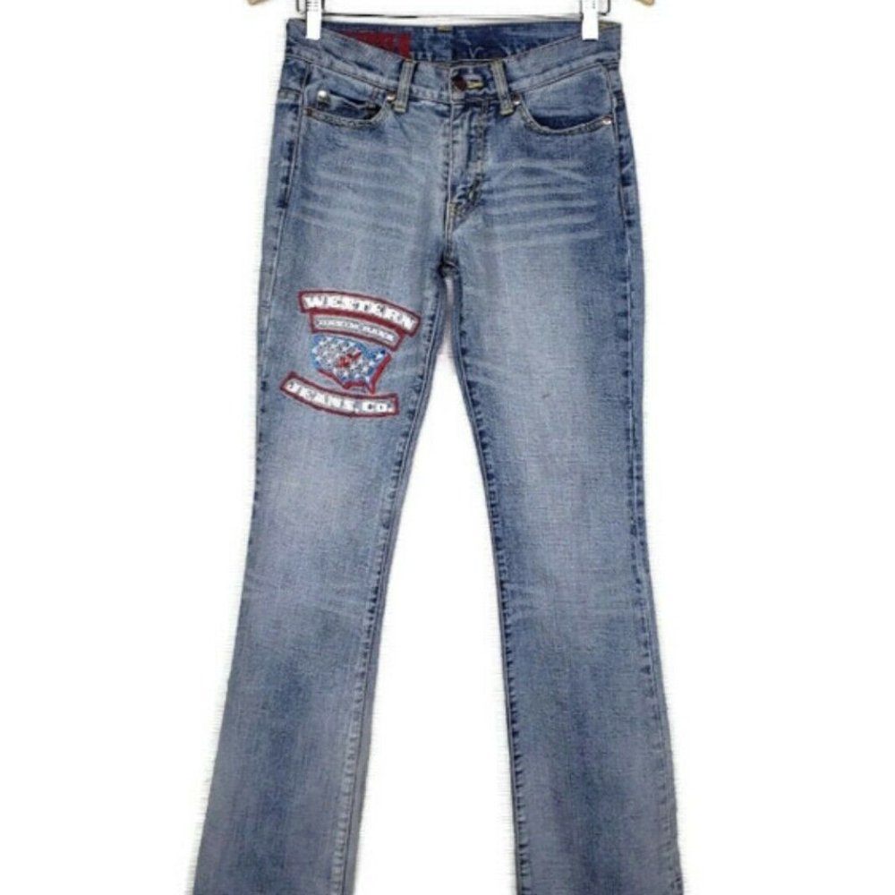 Western Denim Bank Embroidered United States Jeans